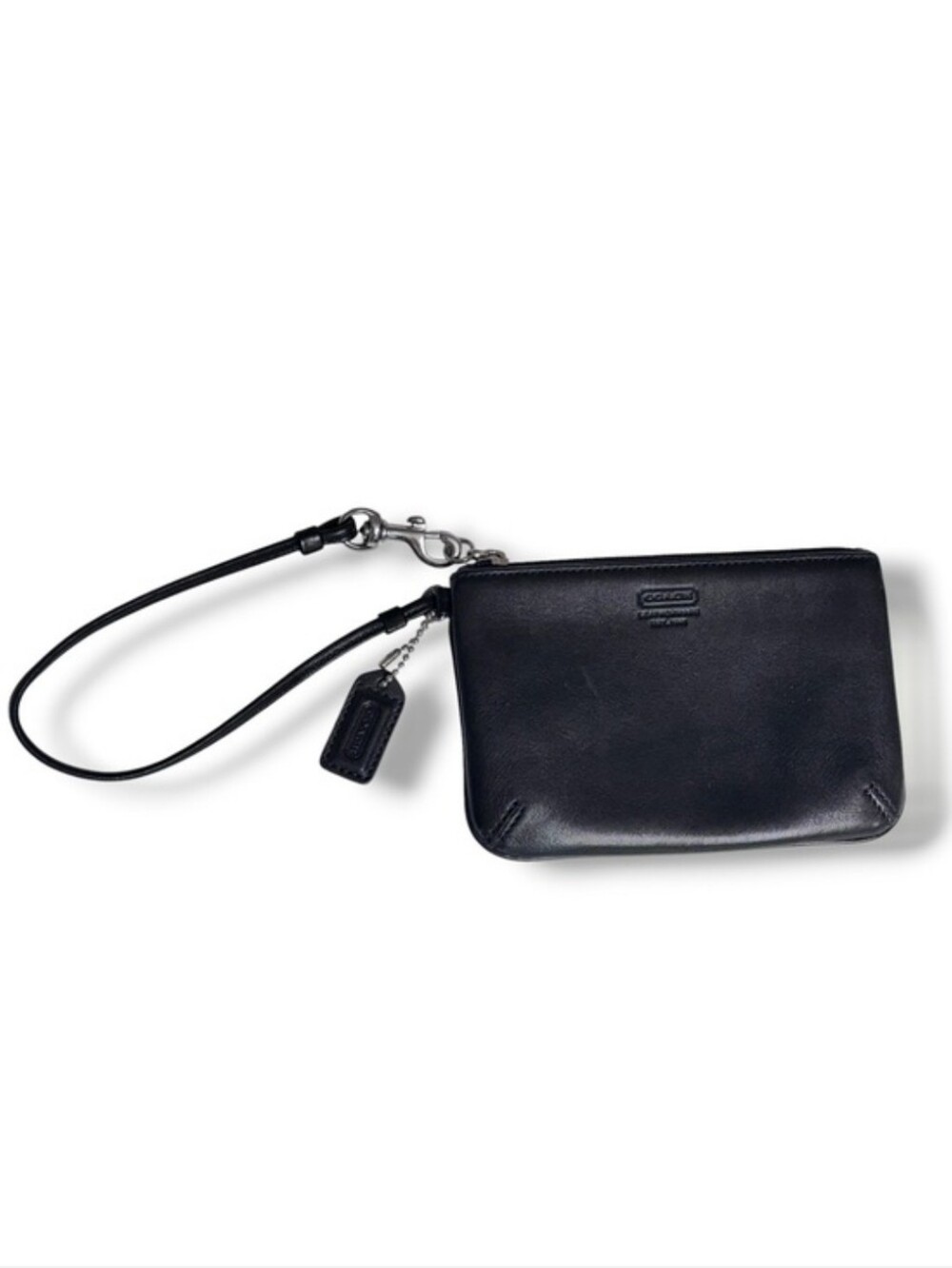 COACH Black Leather Zip Top Wristlet VINTAGE